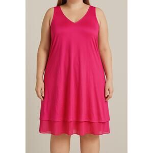 Hot Pink Sleeveless Swing Dress Women’s XL A-Line‎ Layered Hem Party Style